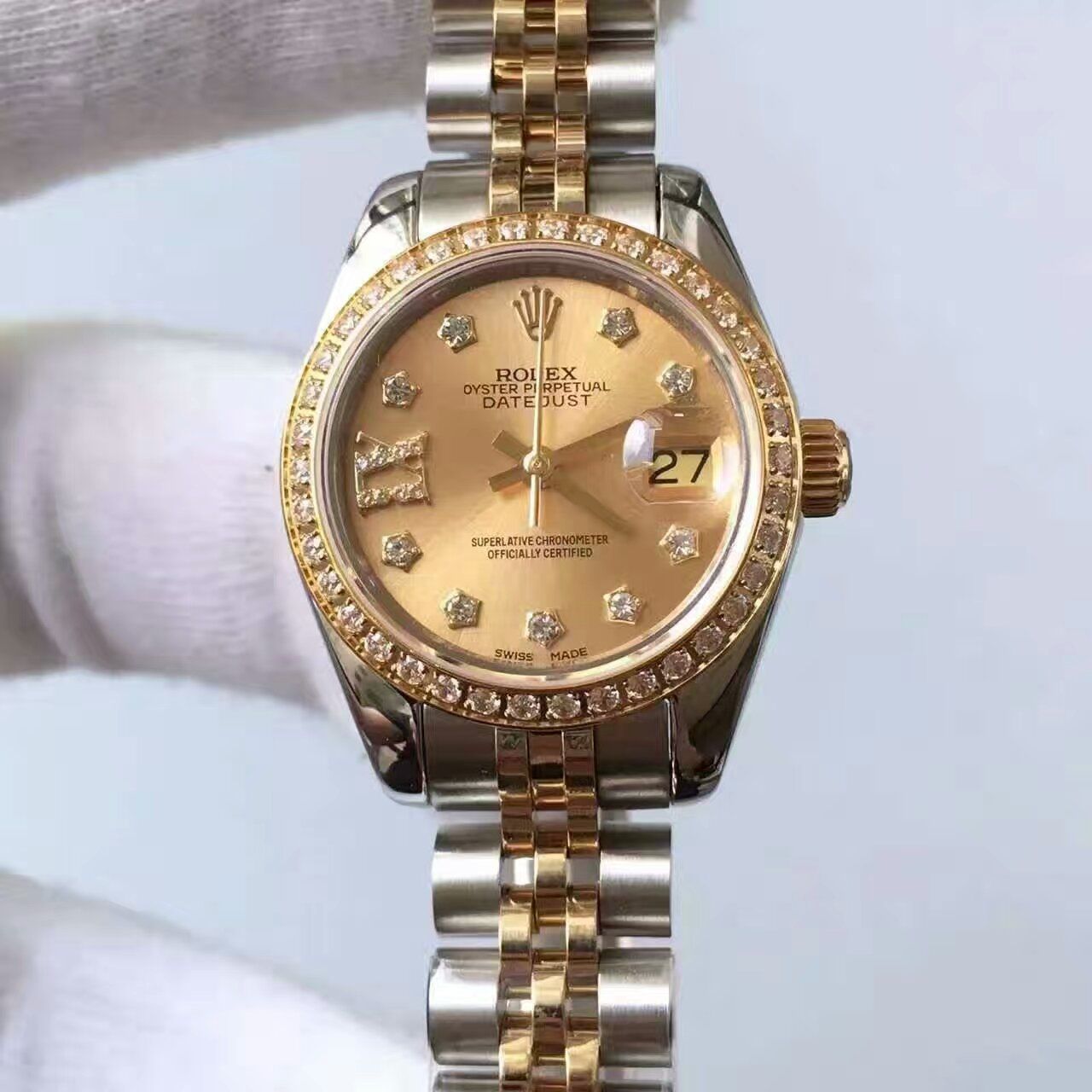 【台湾 Factory  top 复刻高仿手表】 Rolex 女装  Datejust 系列279383RBR香槟色表盘女士 wrist watch 