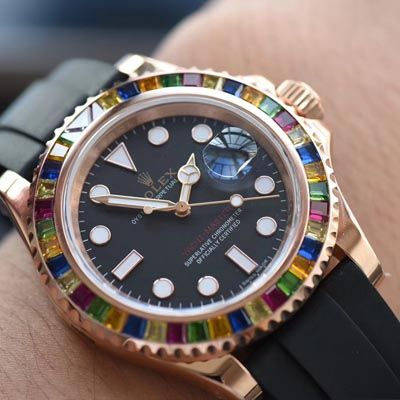 【NOOB Factory 一比一超A高仿手表】 Rolex  Yacht-Master 系列116695SATS“糖豆”圈彩虹游艇 Rolex 游艇 wrist watch 