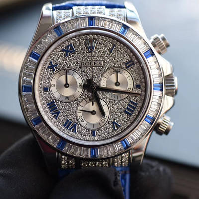 【台湾一比一高仿手表】 Rolex  Cosmograph Daytona  Ditongna 系列116599 12sa密镶钻表面配蓝珐琅罗马数字 wrist watch 