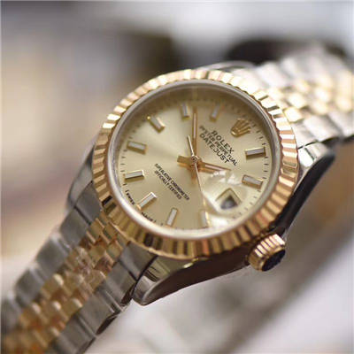 【包金款】 Rolex 女装  Datejust 复刻高仿179173（条钉）279173（钻钉）香槟色 wrist watch 