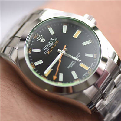 【DJ一比一超A top 克隆手表】 Rolex MILGAUSS系列116400-GV-72400黑盘 wrist watch (绿玻璃闪电)