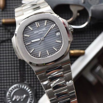 【PPF超级PATEK PHILIPPE Nautilus 重磅来袭！“灰蓝”】 PATEK PHILIPPE 运动优雅 top 复刻高仿5711/1A 010 不锈钢 wrist watch (高仿 Nautilus )2019年钢表王座的开年重器