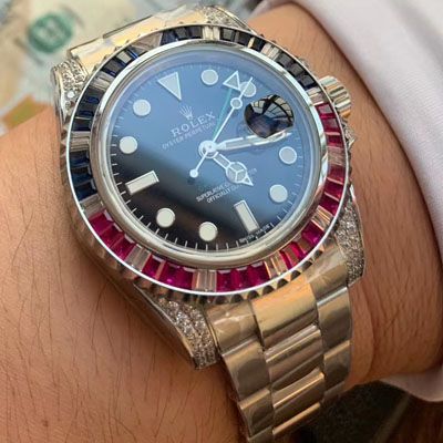 【LF Factory Rolex复刻高仿表土豪版彩虹钻】 Rolex  GMT MASTER II系列116759 SAru-78209 wrist watch 