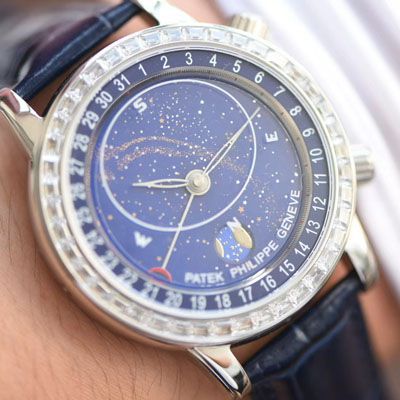 【台湾 Factory 璀璨星空复刻高仿表】 PATEK PHILIPPE 超级复杂功能计时系列6104G-001 wrist watch 