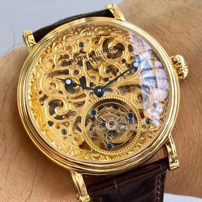 【小贵】少量来货，新品上市❗最新款 私人专属 copy customized  PATEK PHILIPPE 镂空 Tourbillon 手表