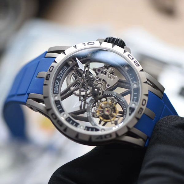 BBR Factory  top 复刻高仿 Tourbillon Roger DubuisEXCALIBUR（王者系列）系列RDDBEX0479蓝色 watchband   wrist watch 