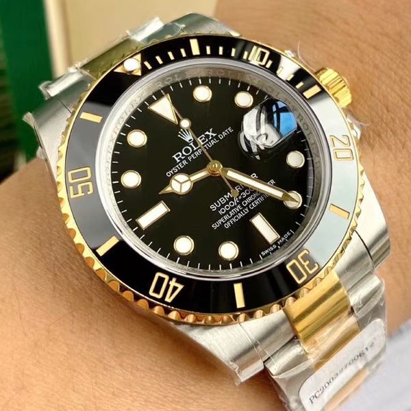 高端 copy customized 包金ETA Movement  Rolex  Submariner 型116613-LN-97203复刻高仿间金 Submariner 黑盘 wrist watch 