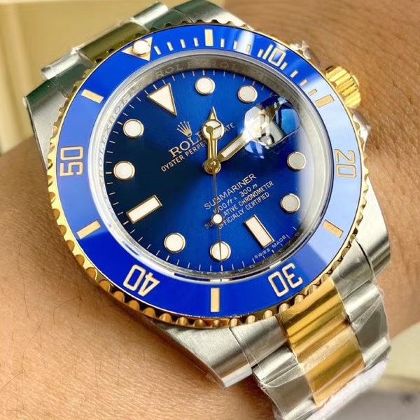 高端 copy customized 包金ETA Movement  Rolex  Submariner 型116613LB-97203 top 复刻高仿 蓝盘 wrist watch (间金蓝水鬼)