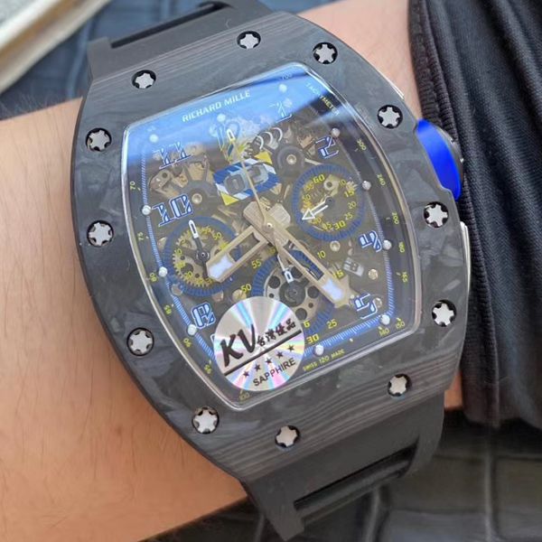 KV台湾 Factory V2升级版锻造 carbon fiber  RICHARD MILLE 复刻高仿手表男士系列RM 011 wrist watch 