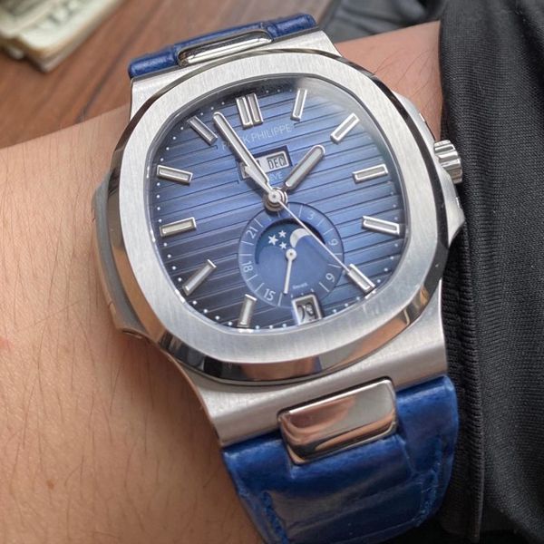 GR Factory 高仿 PATEK PHILIPPE PatekPhilippe手表多少钱 Nautilus V2真月相5726/1A-014皮带款