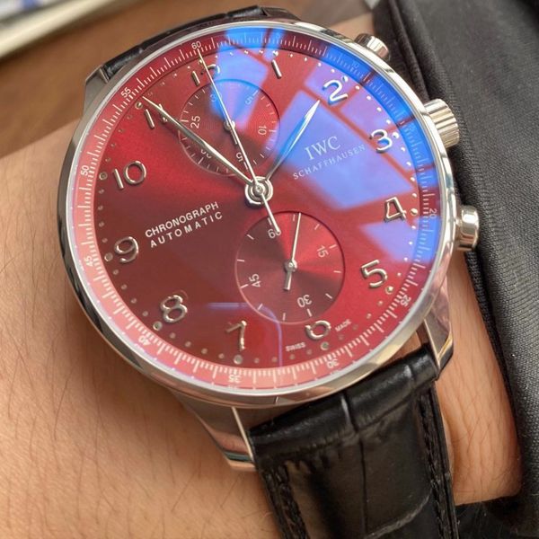 YL Factory  IWC 1比1高精仿手表酒红面葡萄牙计时IW371616 wrist watch 