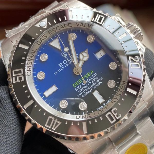 【真钻 copy customized 】 Rolex 渐变蓝鬼王手表m126660-0002订制8颗VS八心八箭真钻刻度 top 复刻高仿