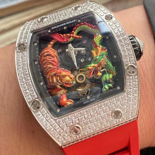  copy customized 款 RICHARD MILLE RM 51-01龙虎满钻真超A高仿 Tourbillon 手表