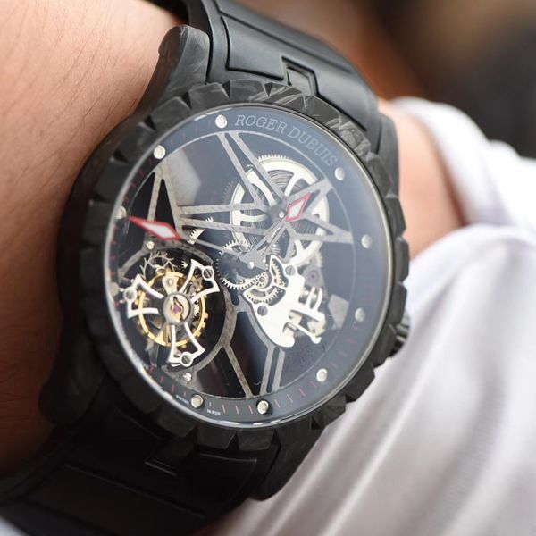 BBR Factory Roger DubuisRoger Dubuis王者系列 carbon fiber  Tourbillon  top 复刻高仿手表DBEX0577 wrist watch 