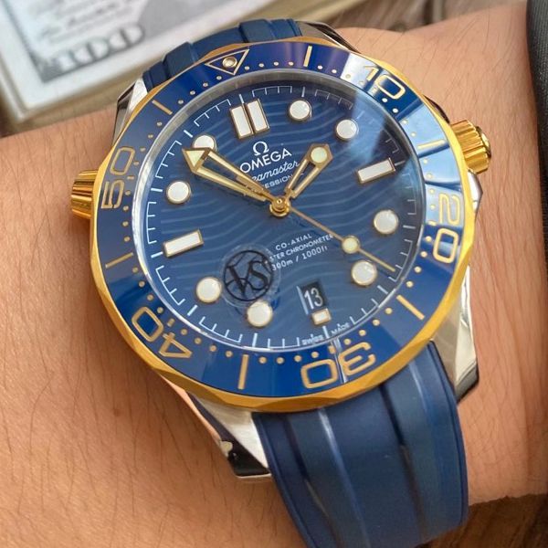 VS Factory OMEGA Seamaster 300米间黄金蓝盘1比1超A复刻手表210.22.42.20.03.001 wrist watch 