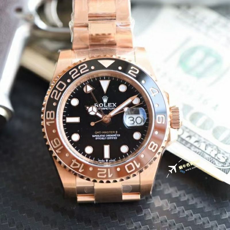 Clean Factory C Factory 一比一精仿复刻高仿手表 Rolex  GMT MASTER II全玫瑰金m126715chnr-0001 wrist watch 