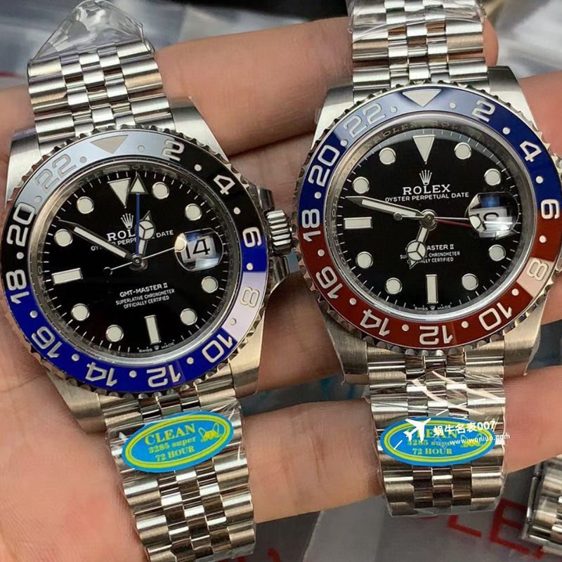 clean Factory  Rolex  GMT MASTER m126710blnr-0002黑蓝国米圈，m126710blro-0001红蓝可乐圈 top 高仿复刻手表