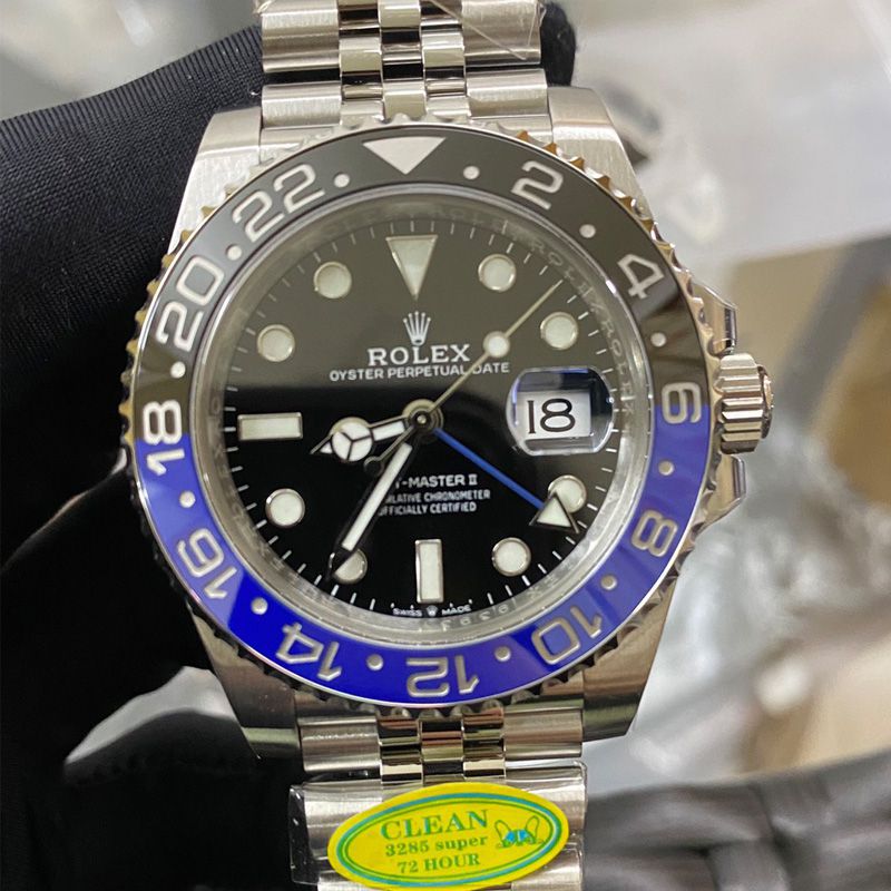 clean Rolex  top 高仿复刻 GMT MASTER II国米圈m126710blnr-0002 wrist watch 