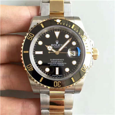 【N Factory V7版一比一高仿手表】 Rolex  Submariner 型系列116613-LN-97203《间金黑盘》黑盘机械 wrist watch 