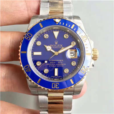 【N Factory V7版一比一复刻高仿手表】 Rolex  Submariner 型系列116613LB-97203 蓝盘镶钻 wrist watch 