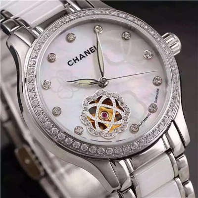  Chanel  J12系列  镶钻精钢表盘  日本进口全自动机械 Movement  高端女士 wrist watch  白色款