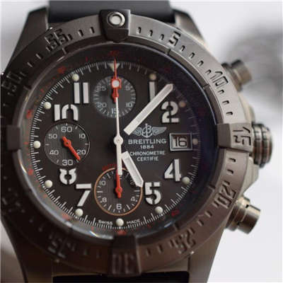 【实物图鉴赏】NOOB Factory 1:1复刻手表之 Breitling 复仇者系列黑钢 watchcase 黑色表盘橡胶 watchband   wrist watch 