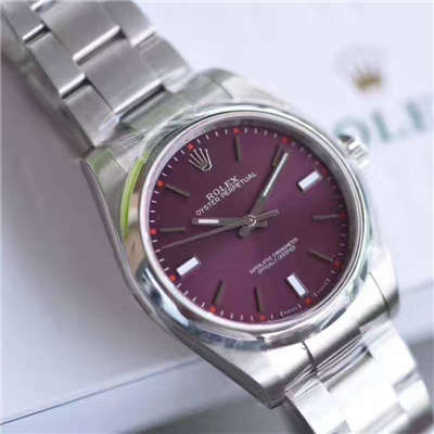 【JF Factory  top 1:1复刻高仿手表】 Rolex  oyster perpetual 动系列114300红葡萄色 wrist watch 