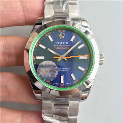 【JF Factory 1:1高精仿手表】 Rolex MILGAUSS系列116400-GV-72400蓝盘 wrist watch 《蓝色闪电》