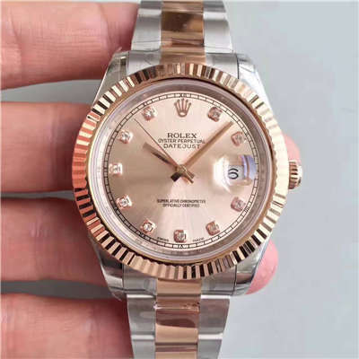 【NOOB Factory 一比一高仿手表】 Rolex   Datejust 系列126331粉盘镶钻 wrist watch 