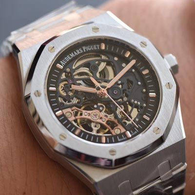 【 Video analysis JF一比一超A高仿手表】Audemars Piguet 皇家橡树双摆轮镂空系列15407ST.OO.1220ST.01 wrist watch 