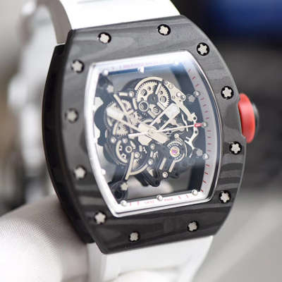 【KV一比一超A高仿手表】RICHARD MILLE RICHARD MILLE男士系列RM 055 carbon fiber 白色橡胶带新款